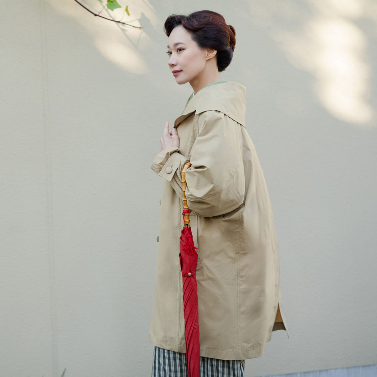 multi coat - olive beige