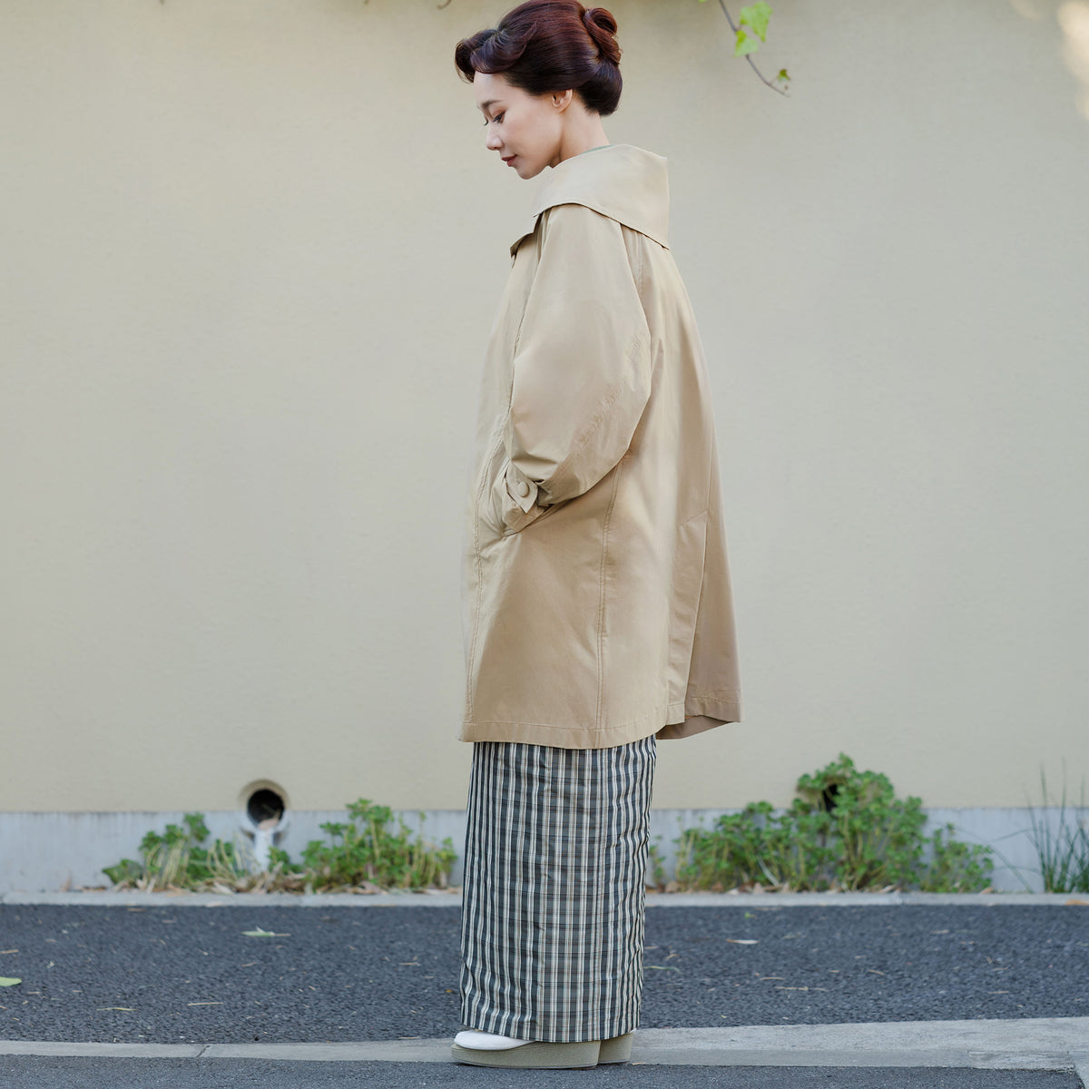 裾除け beige check